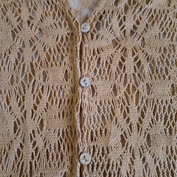 Maurices Women's Size Large Brown Tan Crochet Button Bohemian Duster Cardigan - Picture 6 of 12